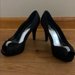 Satin platform heels